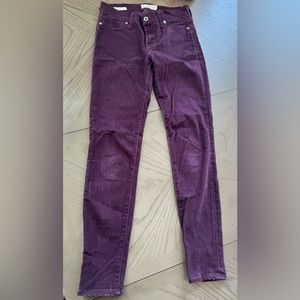 Lucky Brand Size 0/25 velvet Brooke legging jean in dark purple/maroon